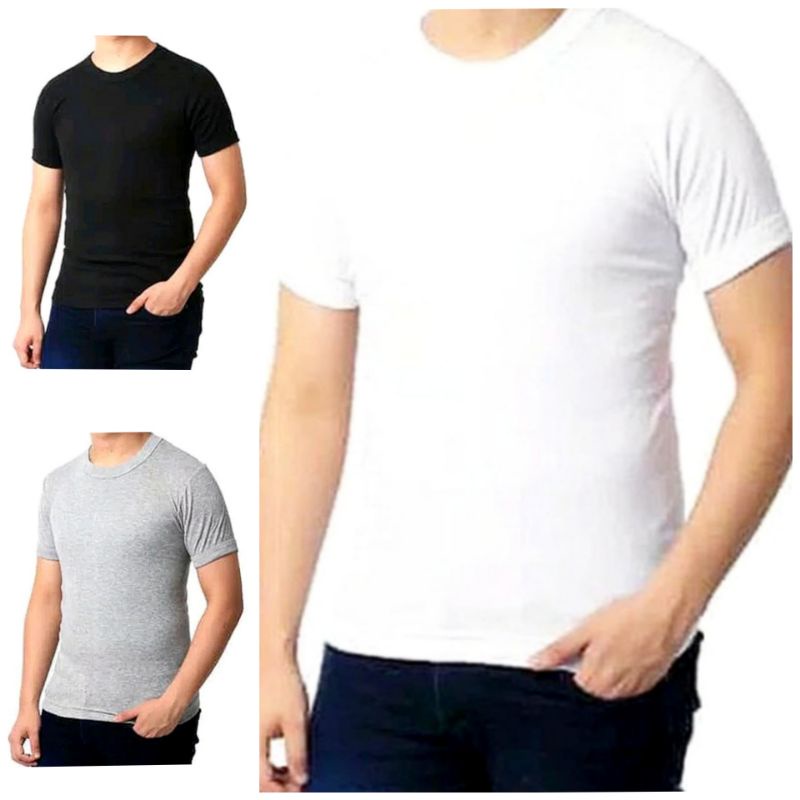 Kaos Dalam Pria Dewasa Katun Combed Crew neck Oblong Ketat Polos Santai