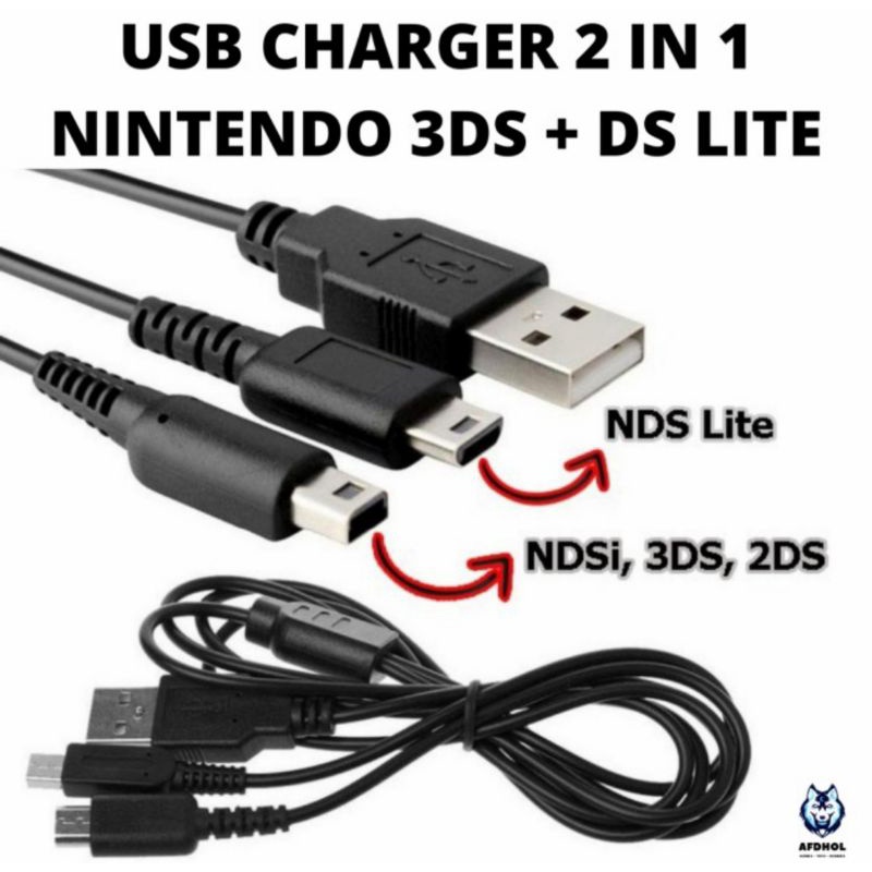 KABEL 2IN1 USB CHARGER NINTENDO 3DS 2DS DSI DS LITE NDS LITE 3DSXL NEW 3DS XL LL KABEL DATA CHARGER USB NINTENDO 3DS 3DSXL DS LITE NDS LITE