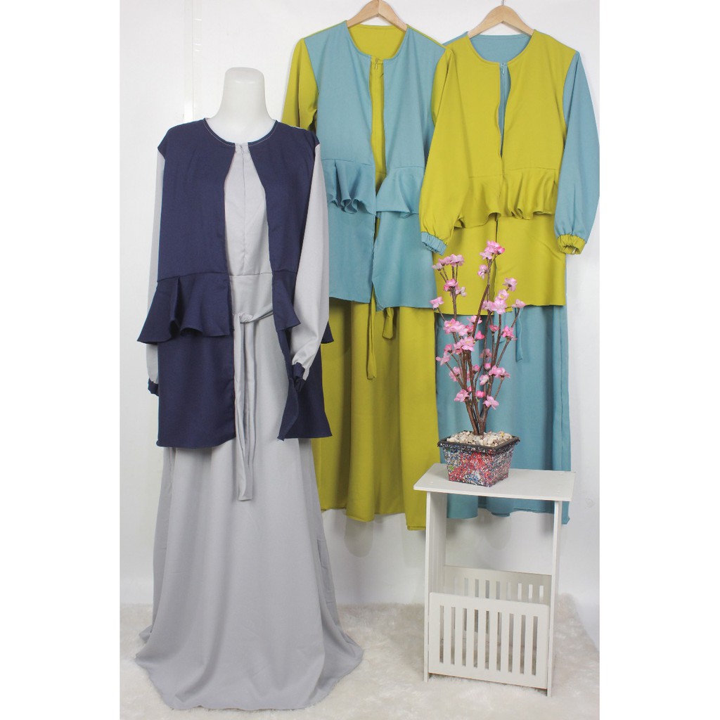 CASUAL DRESS Baju kerja RIZKIANA dress muslimah wollycrepe gamis syar'i baju wanita muslim pakaian