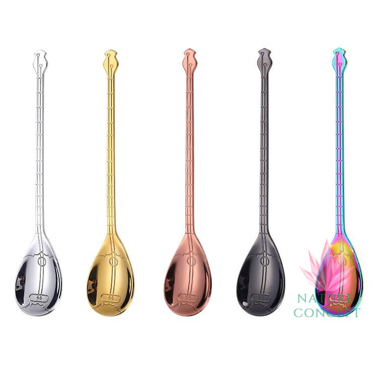 Nature Concept Stainless Steel Unique Mandolin Coffee Spoon Children Spoon Gift Spoon sendok unik