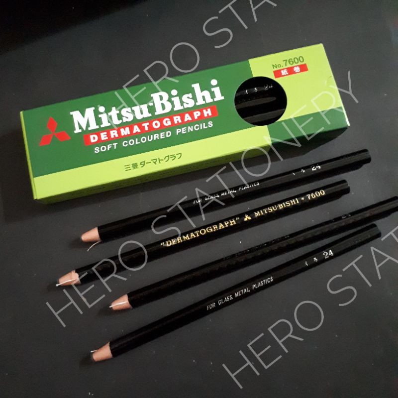 

Pensil kaca pencil glass dermatograph mitsubishi original hitam black . 12 unit