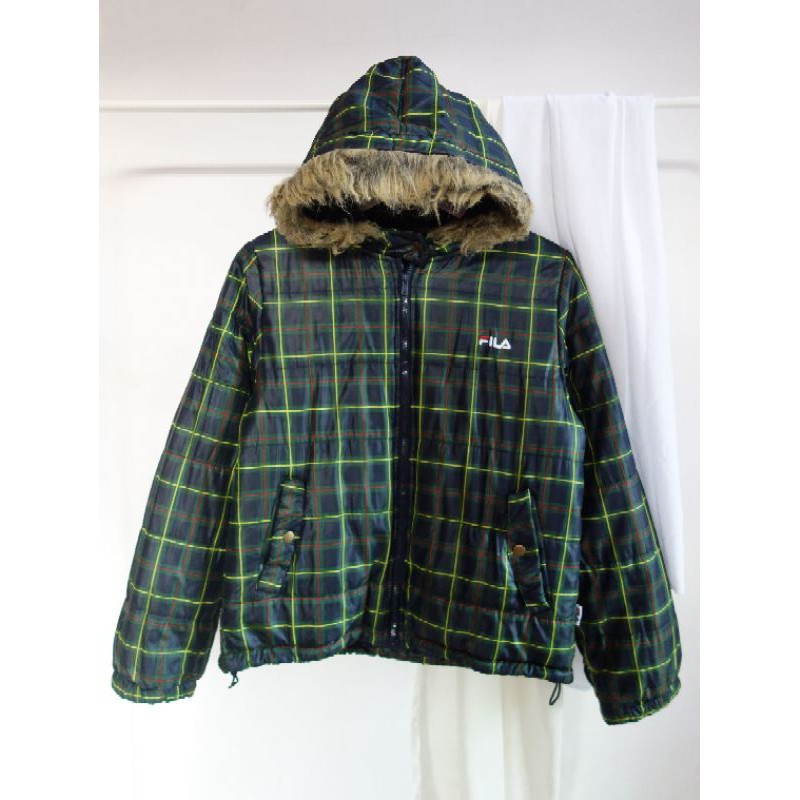 FILA Original Jaket Outer Hoodie Tartan  Second Preloved Bekas Branded