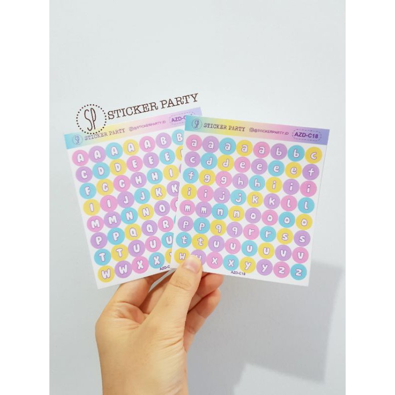 [Sticker Party] Stiker Huruf Alfabet Abjad Bulat 0,8CM Warna Marshmallow Waterproof Polco Casing HP-1