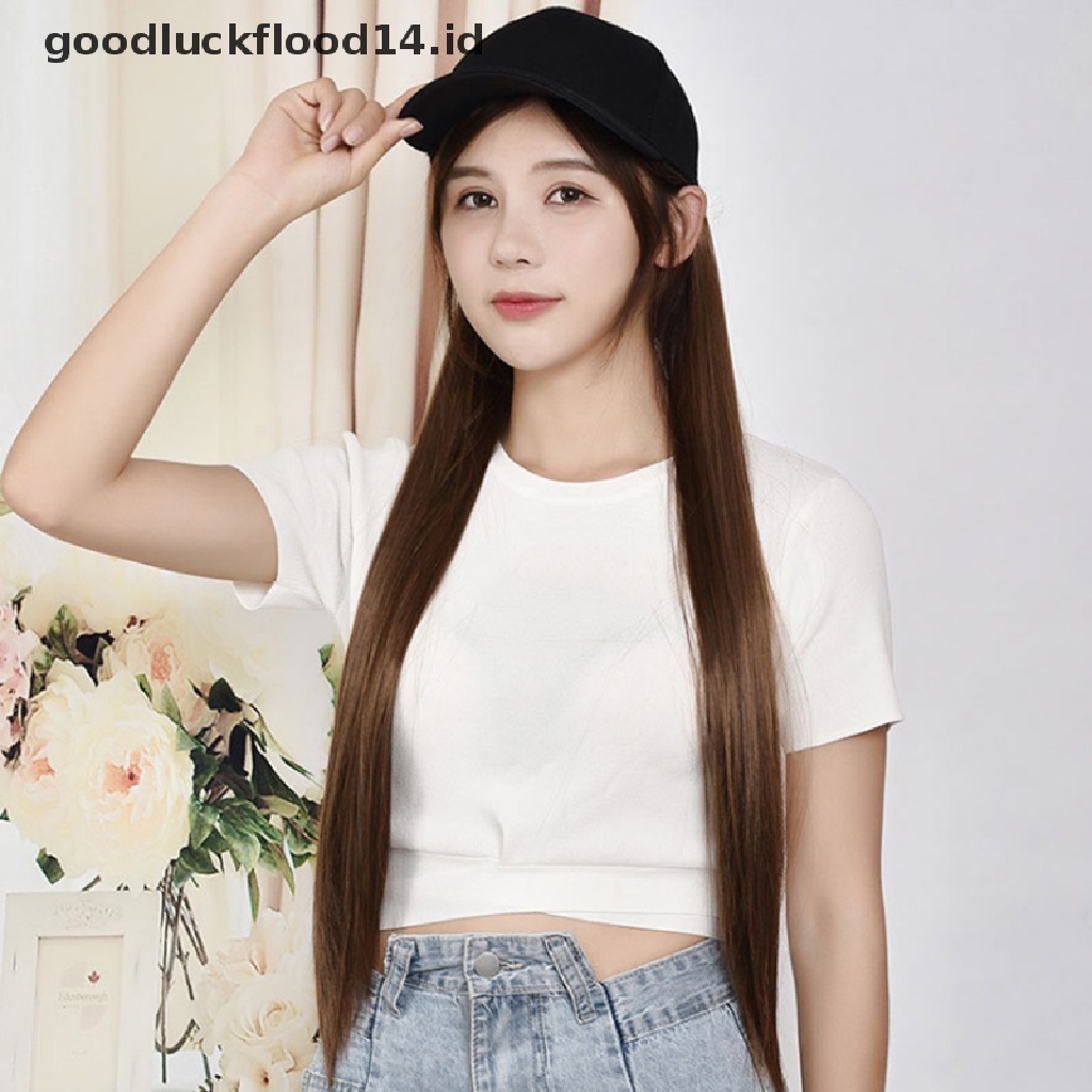 [OOID] Women Baseball Cap Synthetic Hair Wig Fashion Girl Long Hair Wig Hat Straight ID