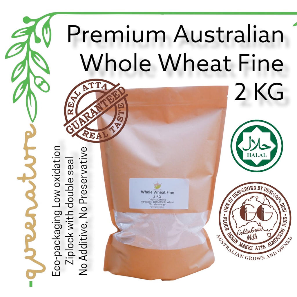 Australian Whole Wheat/ Gandum Utuh halus Australia 2Kg Queenature