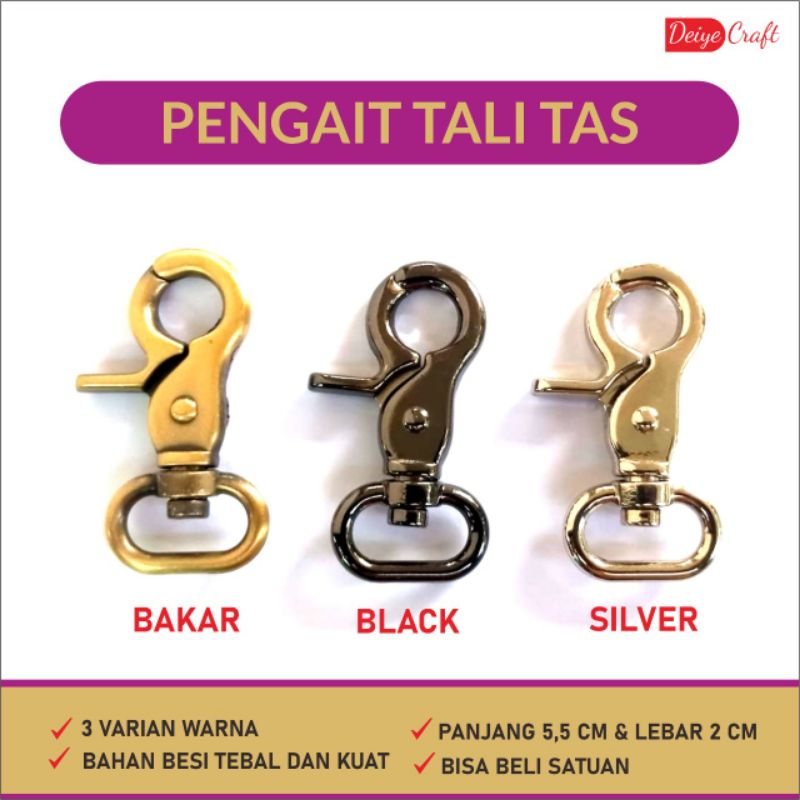 PENGAIT TALI TAS Bahan Besi Kuat dan Tebal Lebar 2 cm