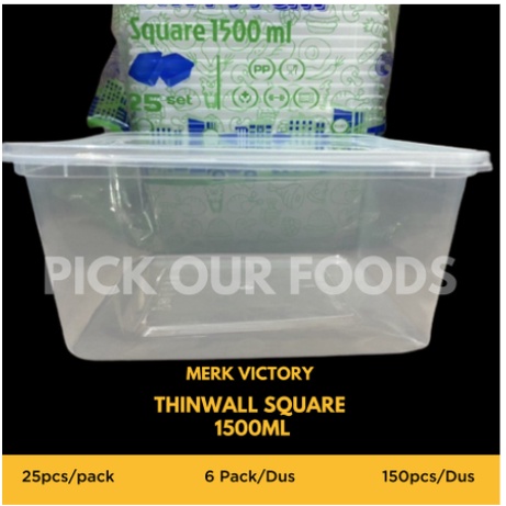 THINWALL SQUARE 1000Ml /1500 ML / 2000 ML / 3000 ML | KOTAK MAKAN BOX PLASTIK THIN WALL 2000ML