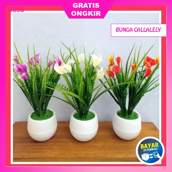 Bunga Tanaman Hias Hiasan Plastik Artificial Gantung Dinding Murah callalely Indoor Ruang Tamu Rumah