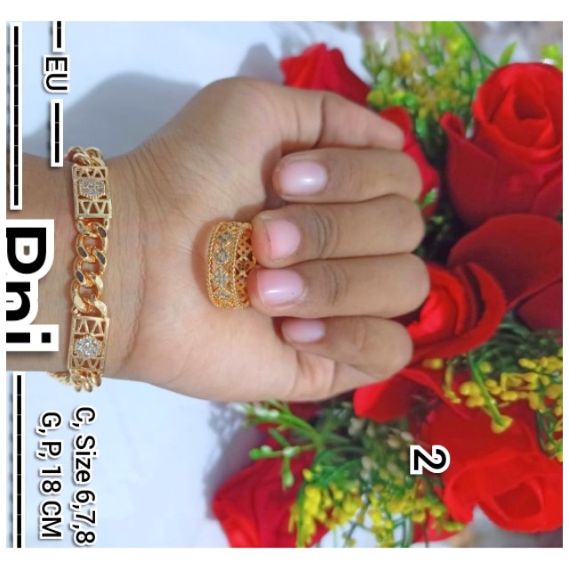 Gelang Dewasa Rantai Permata Plat Mewah Free Cincin Xuping (COD)