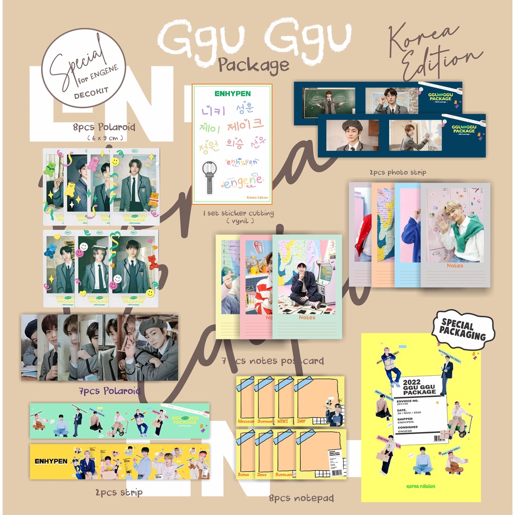 Fankit Enhypen Ggu Ggu Package  Special for ENGENE  Jay Jake Sunghoon Niki Jungwon Sunoo Heeseung Kp