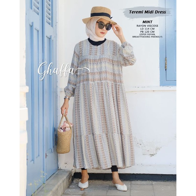 teremi midi dress katun rayon viscose by ghaffa