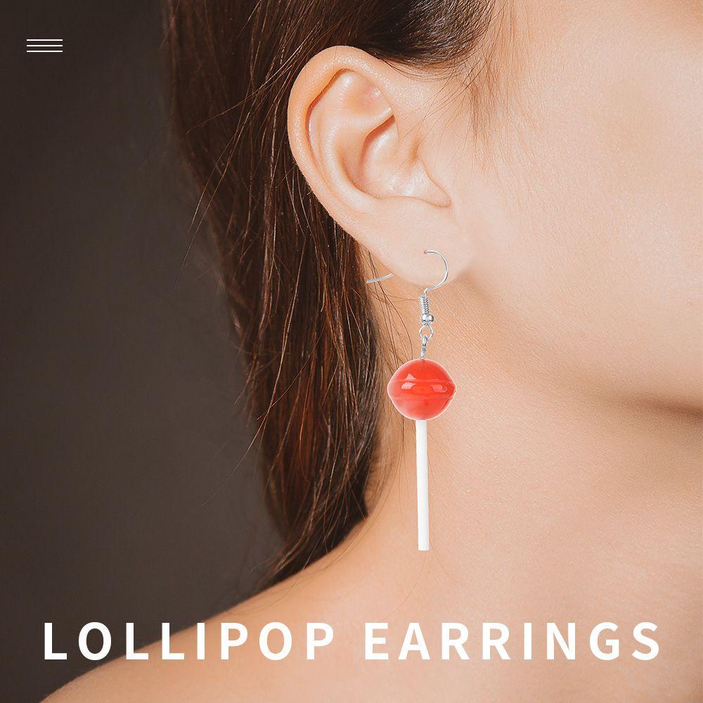 Solighter Lollipop Anting Gadis Resin Handmade Anting Makanan