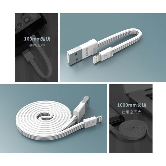 Remax Tengy 2 in 1 Lightning USB Cable Panjang 1m Pendek 16cm RC-062i