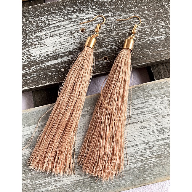 LRC Anting Gantung Fashion Leathe Alloy Tassel Earrings F6753X