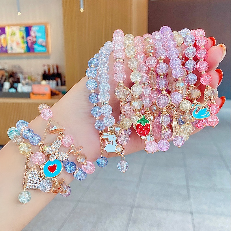IFYOU Gelang Manik-Manik Kaca Warna-Warni Motif Kartun Untuk Anak