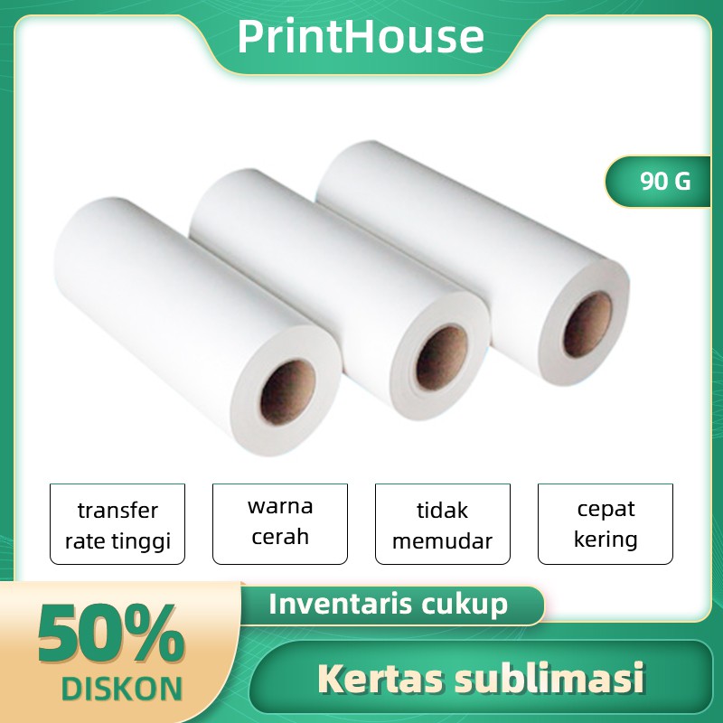 

Kertas sublim 90g 1.4 x 100M sticky sublimation paper /Kertas Print sublim / High Quality paper