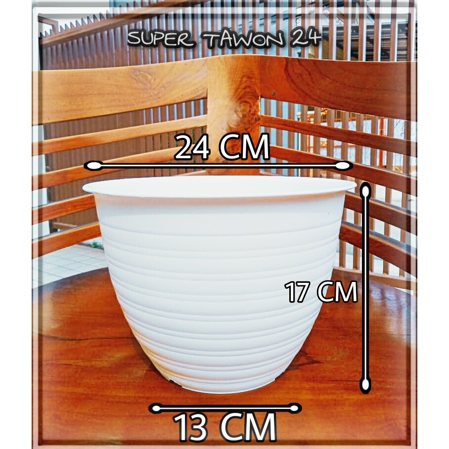 Pot Tawon 24 Cm Putih - Pot Tawon Pot 25 Plastik 25CM Vas Bunga Pot Putih Pot Adenium Bonsai - Pot Tawon 24