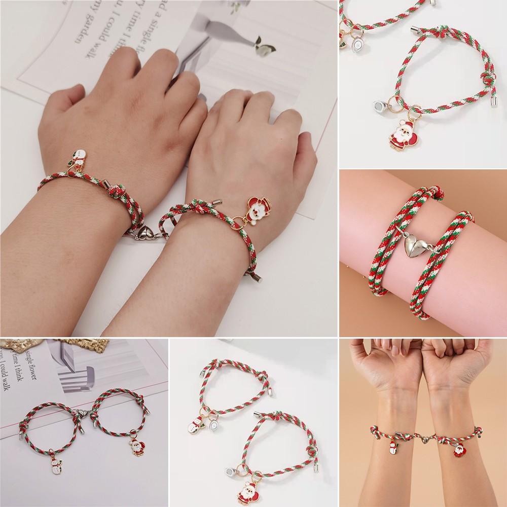 AZ076 1pair Gelang Tali Magnetik Motif Kartun Untuk Pasangan Couple / Kado Ultah / Kado Persahabatan / 1 Pasang Gelang