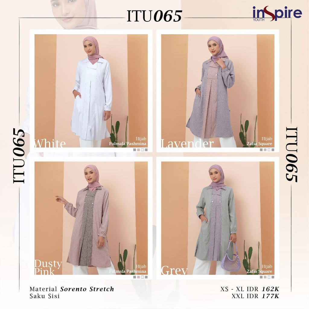 Inspire Tunik ITU 65 Bahan Sorento Stretch Atasan Muslimah Casual Model Terbaru