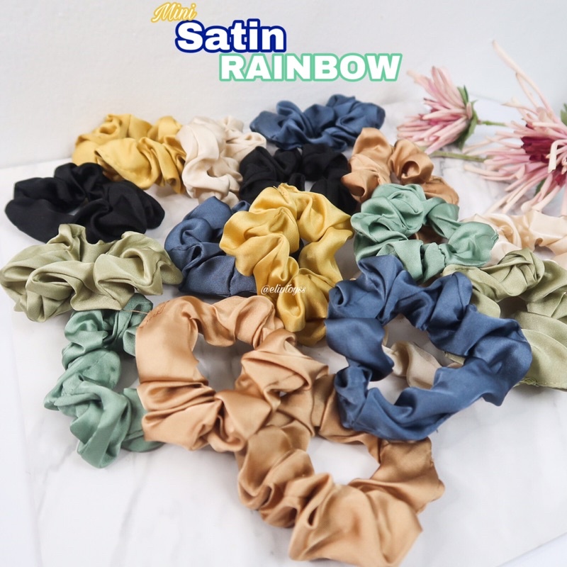 IKAT RAMBUT MINI SATIN RAINBOW 7 WARNA SCRUNCHIES KOREA PREMIUM BEST SELLER