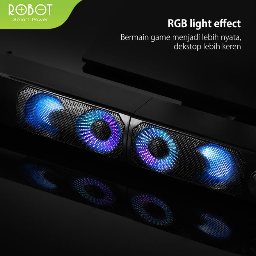 ROBOT RS300 E-Sports Gaming Soundbar Speaker with RGB Lighting Effect Black Original - Garansi 1 Thn