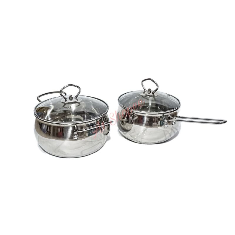 A1 Panci Calypso Set Stainless Steel Sauce Pan Panci Susu 16cm  Dan Sop Pot Panci Sup 18cm