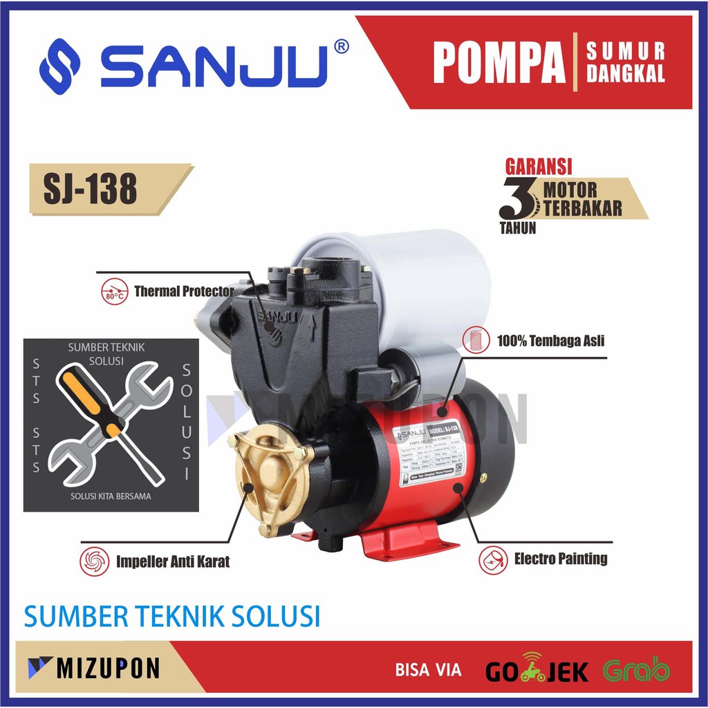 Pompa Air Sumur Dangkal SANJU SJ-138 (Otomatis)