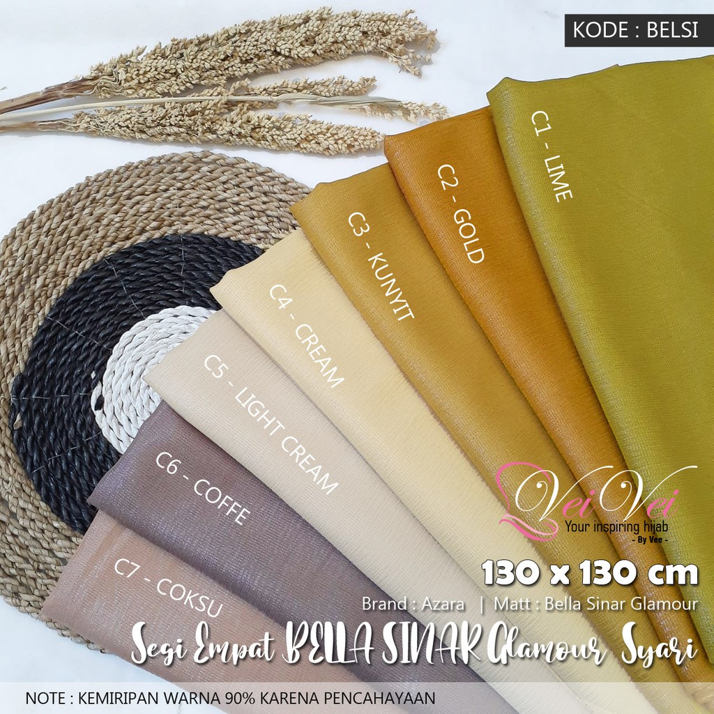 [ 130 x 130 cm] BELLA SINAR GLAMOUR PESTA - JILBAB PESTA SEGI EMPAT SYARI JUMBO AZARA-3