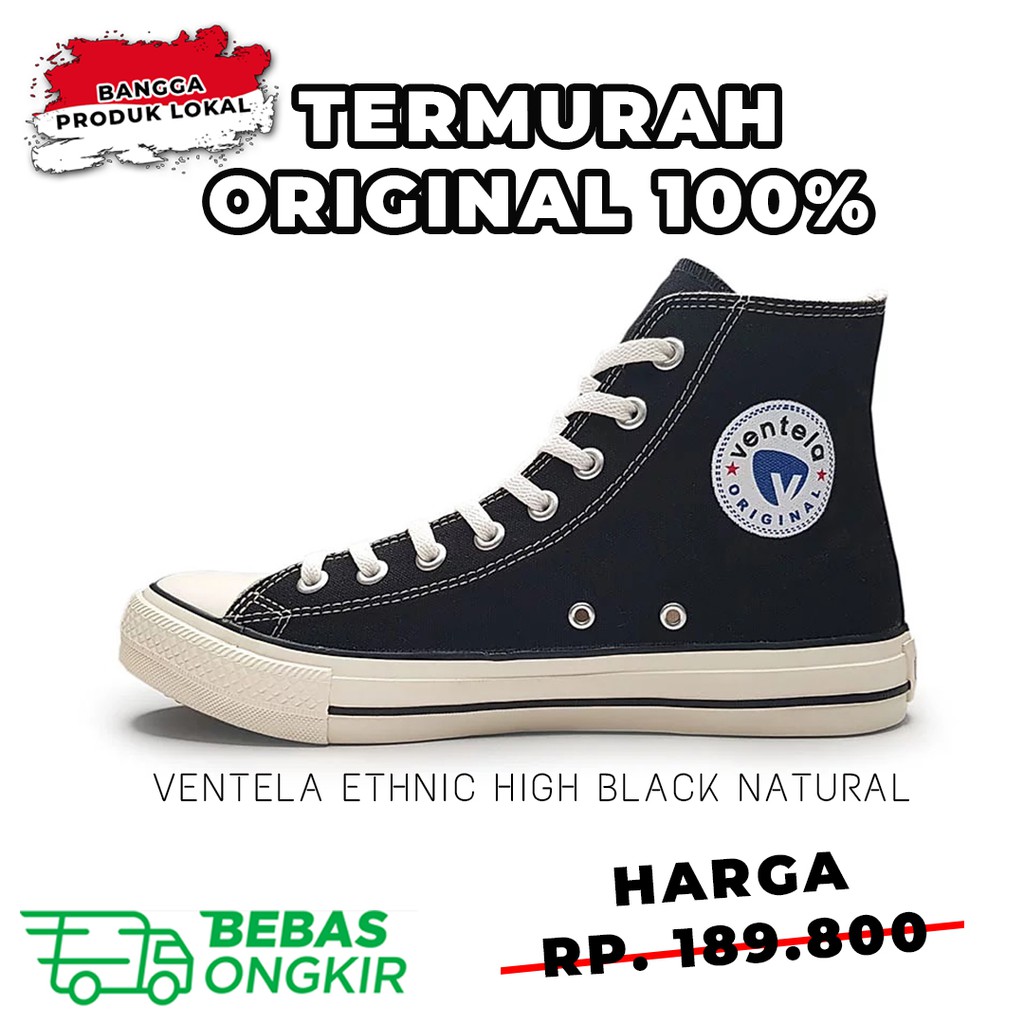 Sepatu Ventela Ethnic High Black Natural - Ventela Ethnic High Black Natural