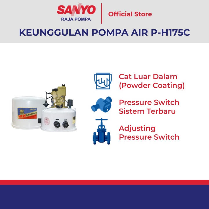 SANYO P-H175C / PH175C Mesin Pompa Air Sanyo Otomatis - Shallow Well Pump