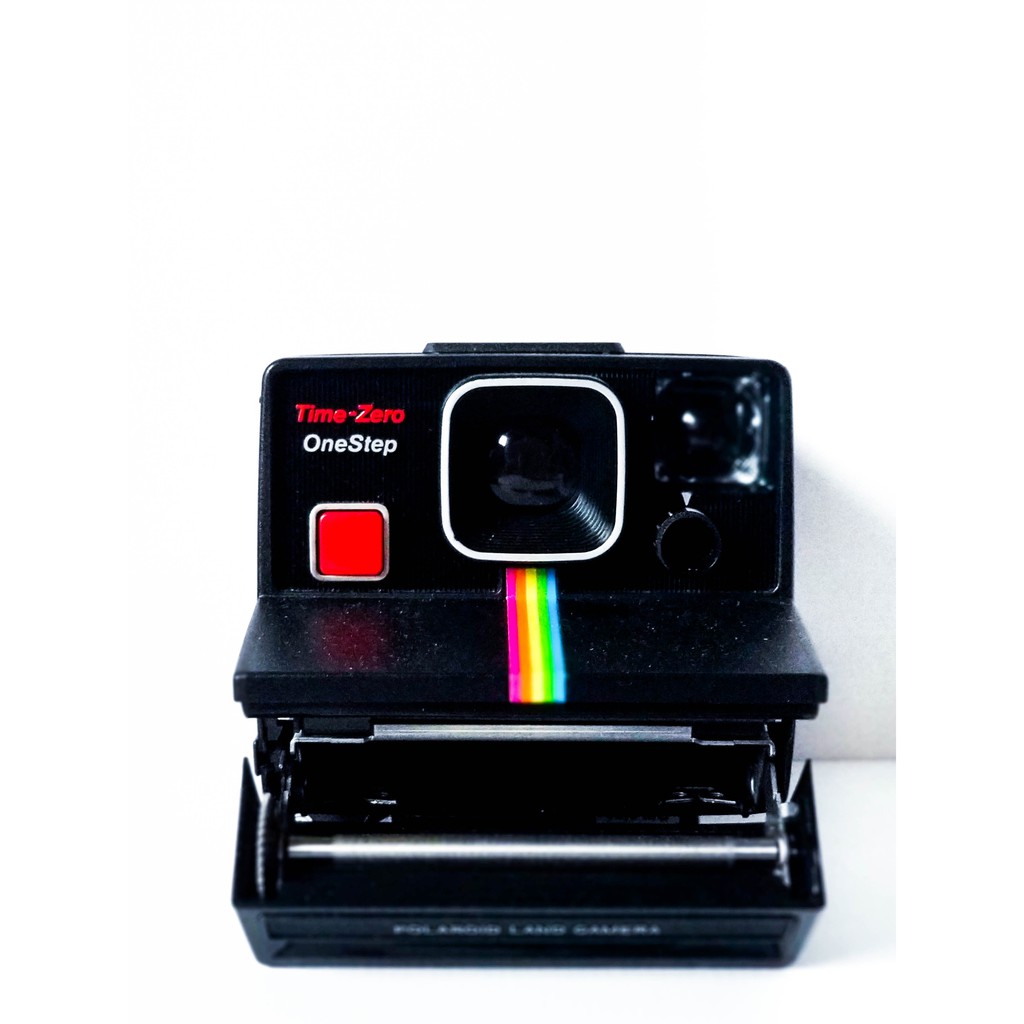 VINTAGE POLAROID SX-70 - BLACK RAINBOW TIME ZERO ONESTEP