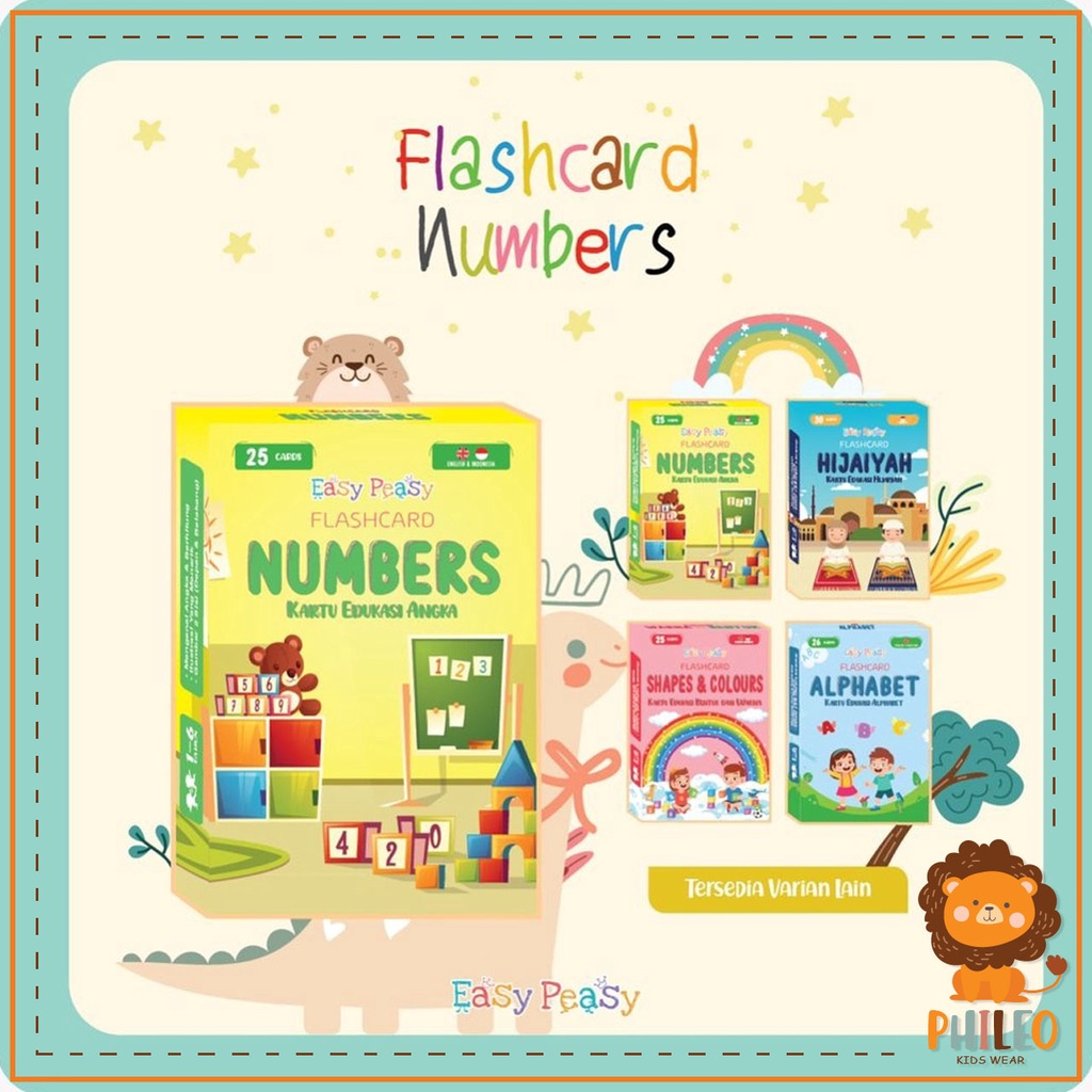 PHILEO | NUMBERS FLASH CARD - MAINAN KARTU EDUKASI ANAK - KARTU BELAJAR BAHASA INGGRIS DAN INDONESIA