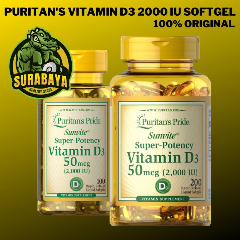 Jual Puritans Pride Vitamin D 3 2000 Iu X 200 100 Softgels Puritan Vit D3 50 Mcg 200 100