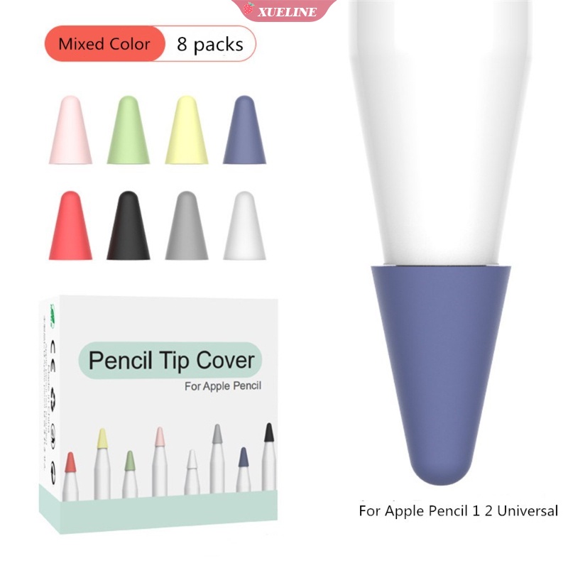 8pcs / Pak Cover Ujung Stylus Apple Pencil 1 / 2 Pengganti Bahan Silikon Lembut