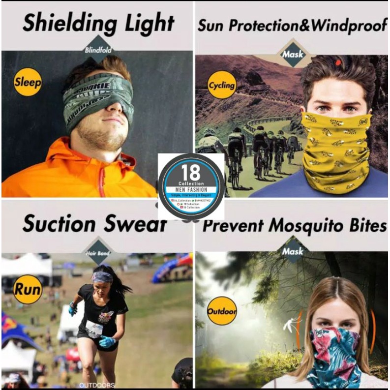 [Bisa COD] Masker Anti UV Multifungsi Baff Bandana Slayer Headband