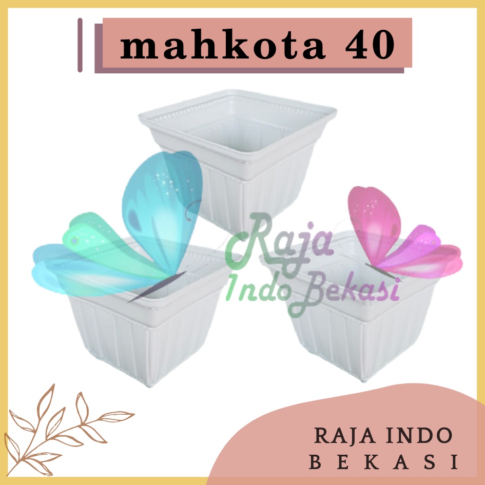 Pot Segi Mahkota 40 Putih Lebar 29.5 Cm - Pot Segi Mahkota Putih - Pot Putih 40 Pot Segi Hias Murah