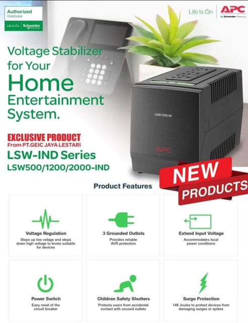 Stavolt APC LSW2000-IND 2000VA AVR Stabilizer Stavol dengan Surge Protector GARANSI RESMI | Stabiliser Bukan UPS