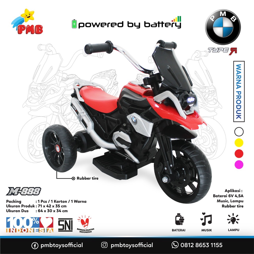 PMBTOYS MOTOR AKI M888 MOTOR MAINAN ANAK KADO ANAK KADO BALITA POWERED BY BATTERY