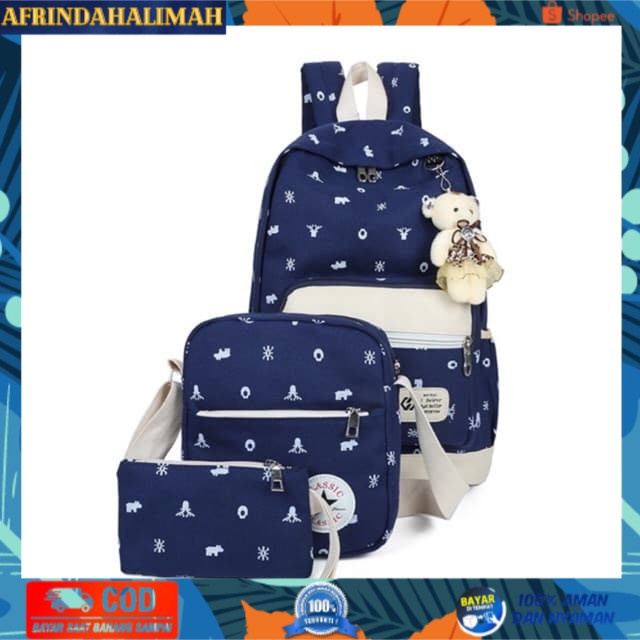 

[TERBARU] TAS WANITA RANSEL BACKPACK ANAK SEKOLAH 3 IN1 SET MOTIF CORAK