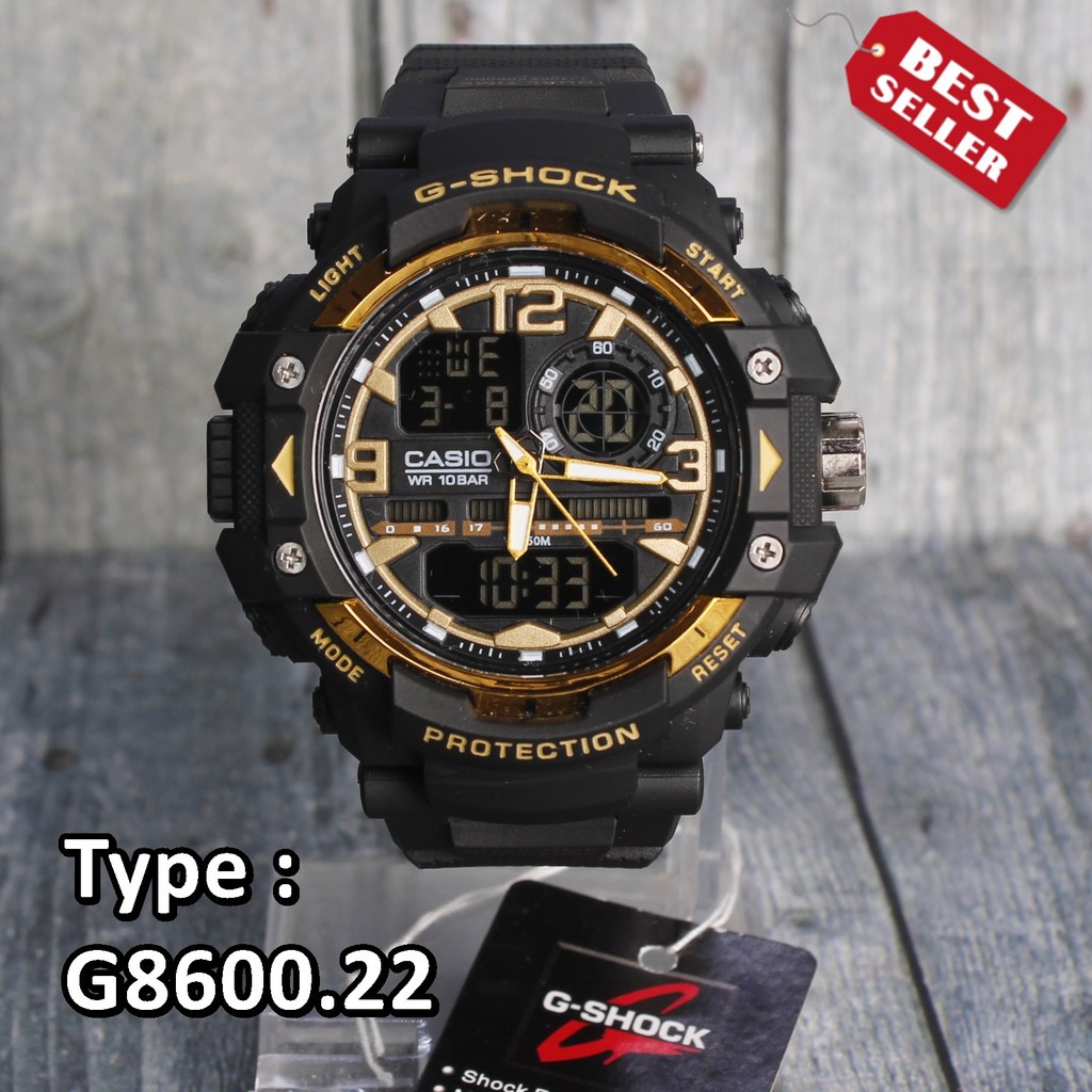 SALE MURAH  G Shock Casio G8600 Black Gold , Jam tangan pria digital LED Grade ORIGINAL