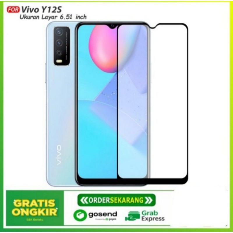 Tempered Glass Full Lem 9d For Vivo Y12S New