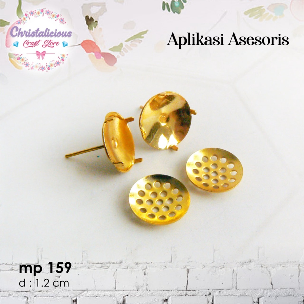 Anting tusuk berpindangan diameter 12mm dan 8mm, anting berpindangan lubang-lubang bahan craft kuali