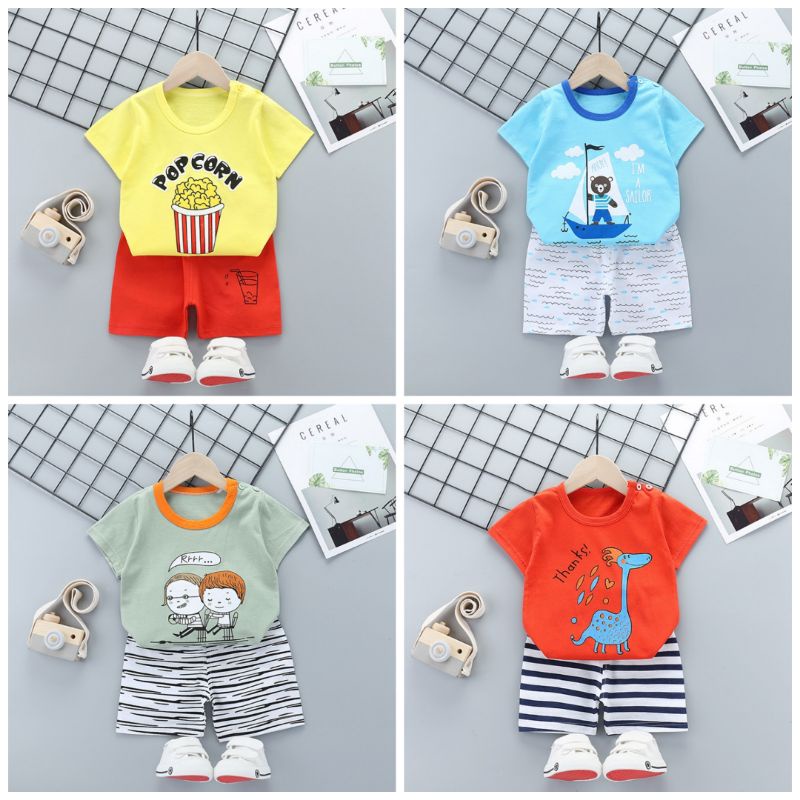 Setelan Oblong Baju Kaos Anak Lengan Pendek Celana Pendek M200