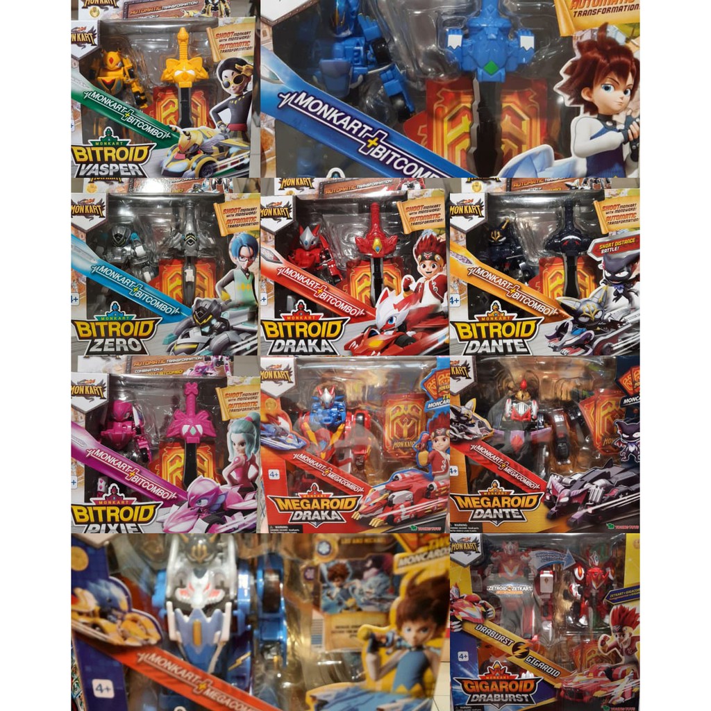 Monkart Bitroid Vasper Leo Zero Draka Dante Pixie, Megaroid Draka Dante Leo, Gigaroid Draburst