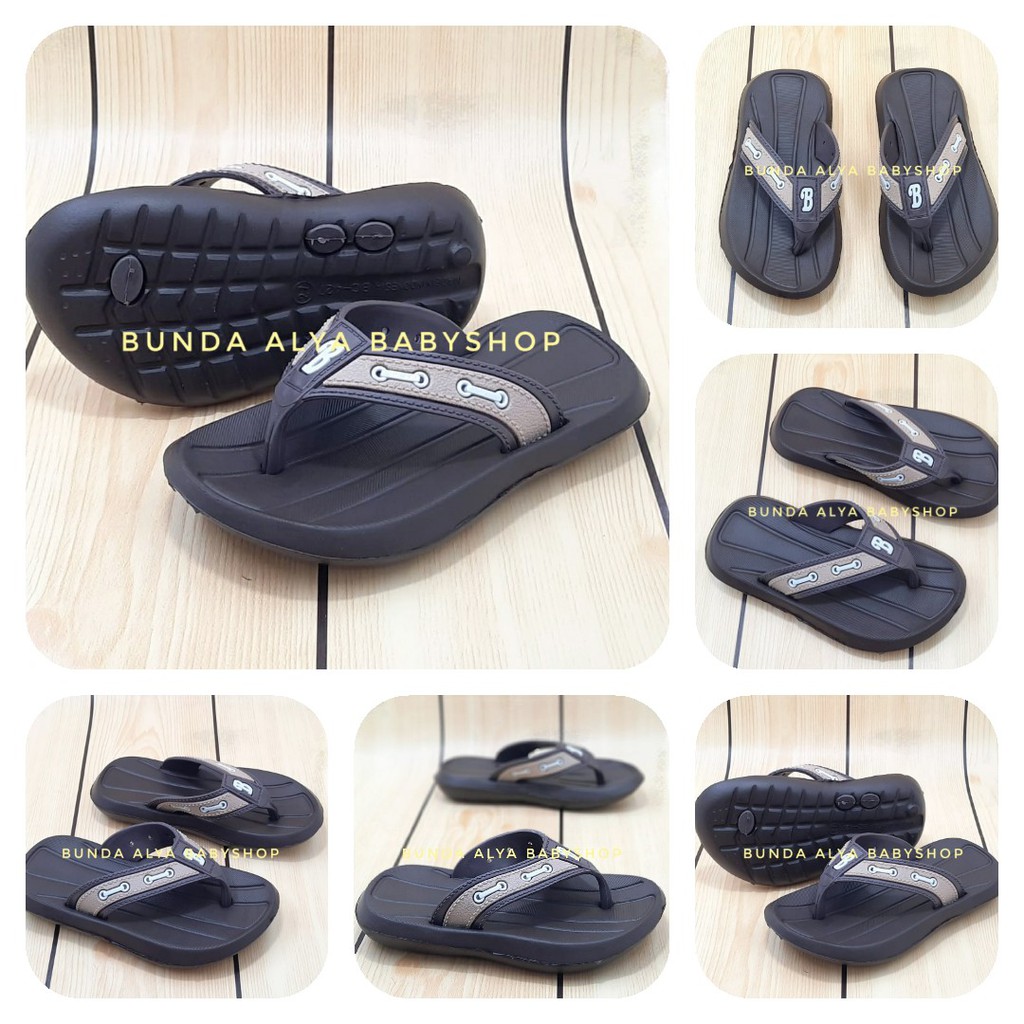 Sendal Anak Laki Jepit Umur 2 3 4 Tahun COKLAT Karet - Sandal Jepit Anak Cowok Karet Anti Licin Balacca Size 24 - 29