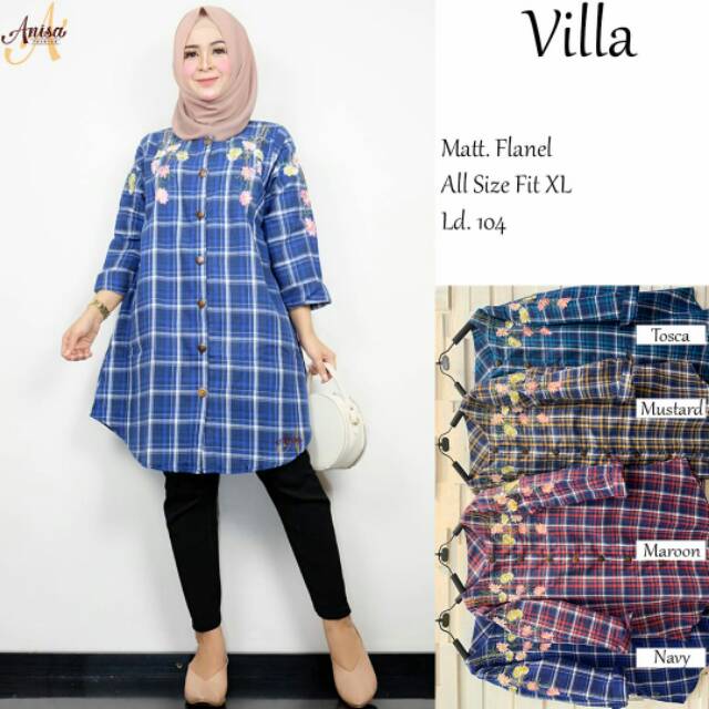 ATASAN WANITA TUNIK KOTAK-KOTAK FLANEL