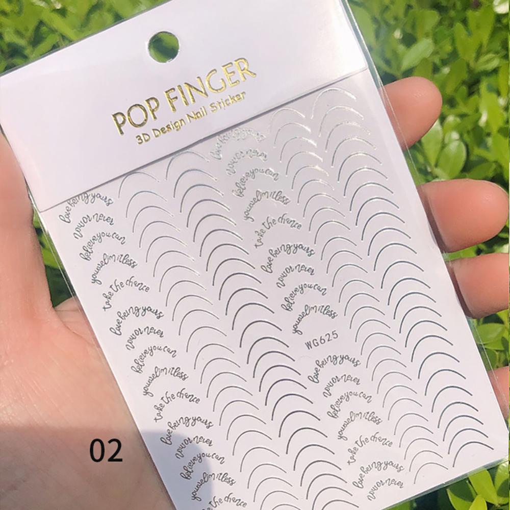 Timekey Stiker Kuku 3D Motif Garis Abstrak Warna Emas Untuk Dekorasi Nail Artmanicure A9K9