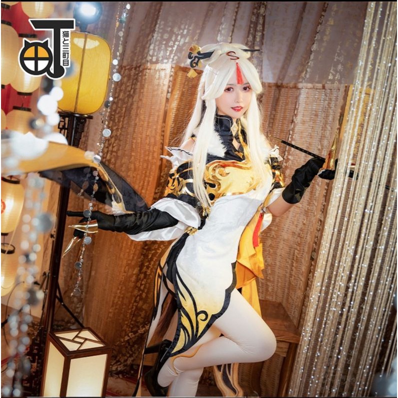 [ RENTAL ] Ningguang Brand Sanmachime Cosplay Kostum Genshin Impact Sewa Wig Brand Zyr