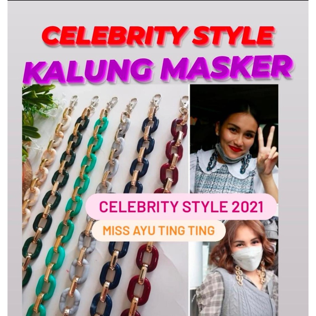 Kalung Masker Ala Ayu ting ting - Konektor Masker Celebrity Style 35 Cm