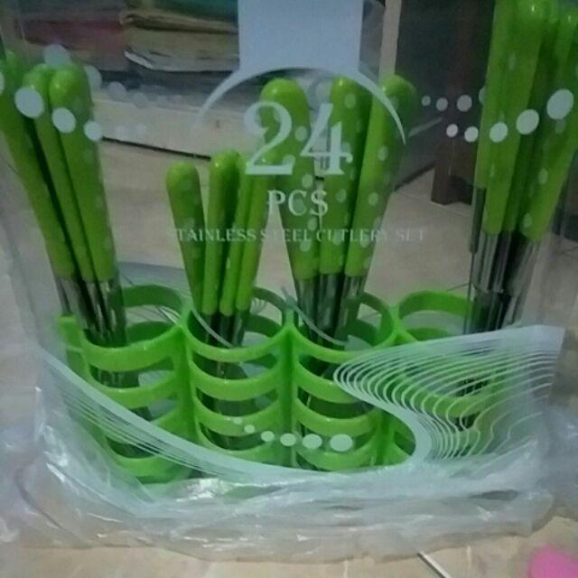 [1200gr] Hihi A030 Sendok Polkadot 24 Pcs